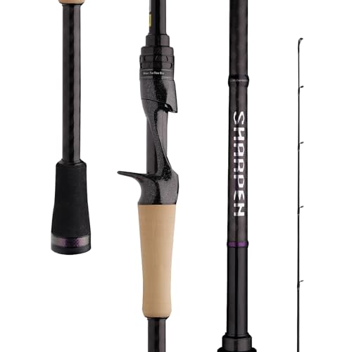 Pure Lure Caña de Pescar SHARPEN de Fibra de Carbono, 7.5 pies, Acción Extra rápida, Poder Pesada