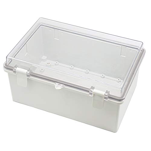 Zulkit Junction Box ABS Plastic Dustproof Waterproof IP65 Electrical Boxes Hinged Shell Outdoor Universal Project Enclosure Grey Clear Transparent Cover 11.4 x 7.5 x 5.5 inch(290x190x140mm)