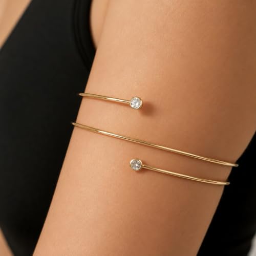 Image of Long tiantian Gold Arm Cuff Upper Arm Armband Greek Goddess Costume Jewelry