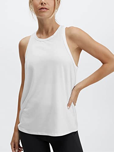 Sleeveless Workout Shirts Yoga Dance Tank Top Twist Open Back Gym Tops For Women White Medium #TOP1