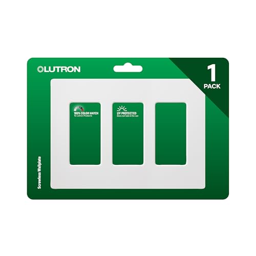 Lutron Claro White Light Switch Cover Plate, 3-Gang Screwless Wall Plate for Rocker Light Switches, Outlet Cover, Gloss CW-3-WH