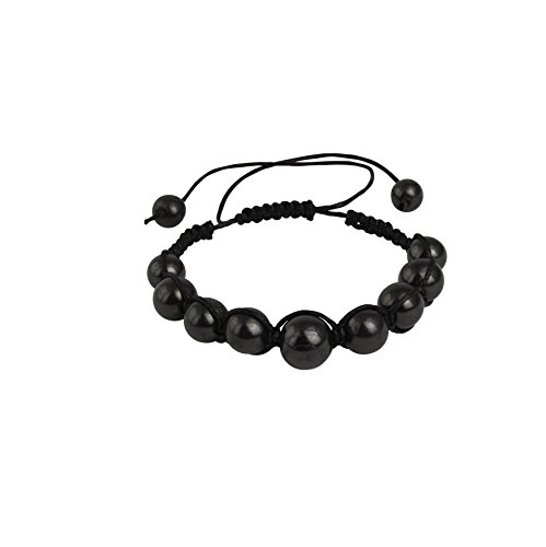 Pulsera de piedras de shungita | Piedra de shungita natural garantizada de Karelia | La shungita es ideal para chakras y equilibrio energético | Joyería de shungita hecha a mano, talla única , Piedra