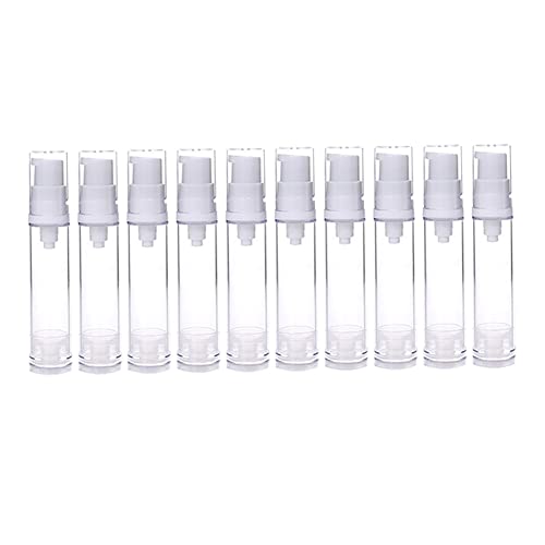 FSSTUD 10 Stück transparente luftlose Pumpflaschen leere Vakuum Lotion Spender Reise Creme Pumpe Behälter Nachfüllbare Kosmetik Aufbewahrungsfläschchen 10ml