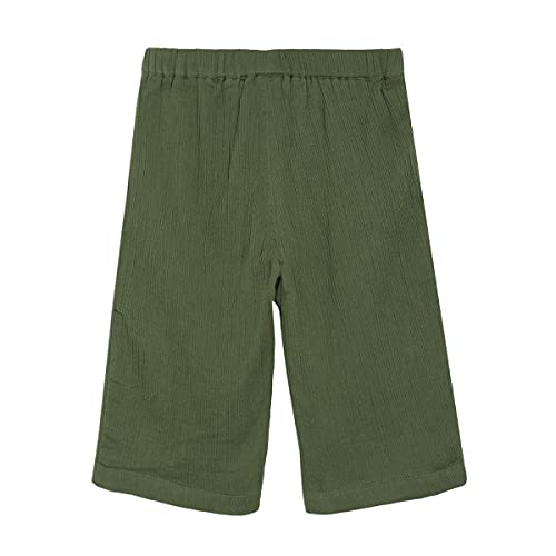 Image of miniklub Girls Green Solid Regular Fit Capris