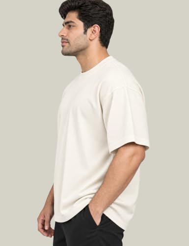 Image of Oversized T-Shirt for Men, 240 GSM Pure Cotton, Round Neck