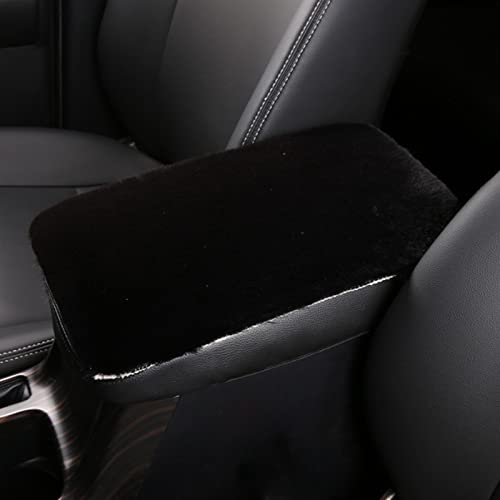 Dewkou 1 Pc Furry Car Armrest Cover, 7.8In X 11.8In Car Soft Console Pad Fluffy Seat Box Cover Furry Car Armrest Pad Cover, Universal Fit For Most Car Box Decoration Protector (Black) #TOP27