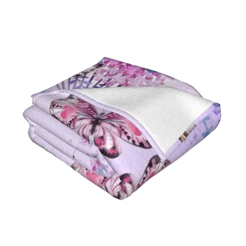 Couverture polaire papillon violet pour canapé et lit douillet