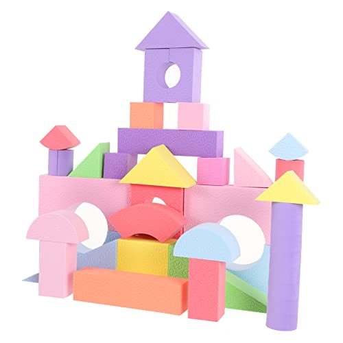 Toddmomy Jeux de Construction Éducatifs 52 Pièces en Eva pour Tout-Petits, Blocs Souples Colorés pour Améliorer la Pensée Logique, Présent pour...