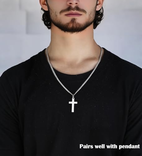 3.5mm/5mm Silver Stainless Steel Cuban Link Chain Necklace Jewelry for Men, 18-26 Inches4