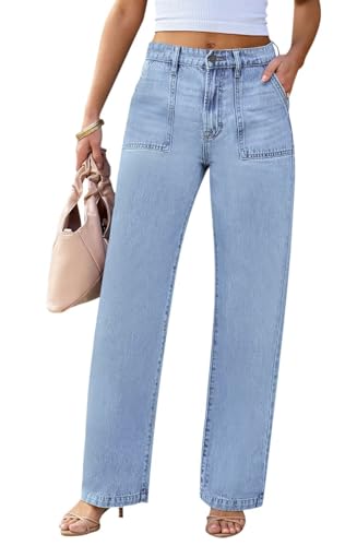 Image of Wide Leg Jeans for Women High Waist Stretch Cargo Denim Pants