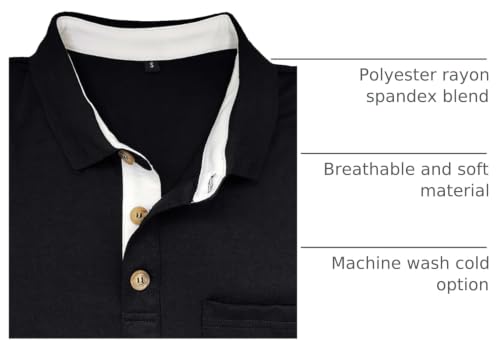 Camisetas Polo para Hombre, Manga Corta, Informales, para Golf y Verano, Clásicas Básicas con 3 Botones y Bolsillo miniatura 4