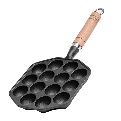 Ghisa Antiaderente Fori Takoyaki Pan con Manico Staccabile per Aebleskivers Pancake Home