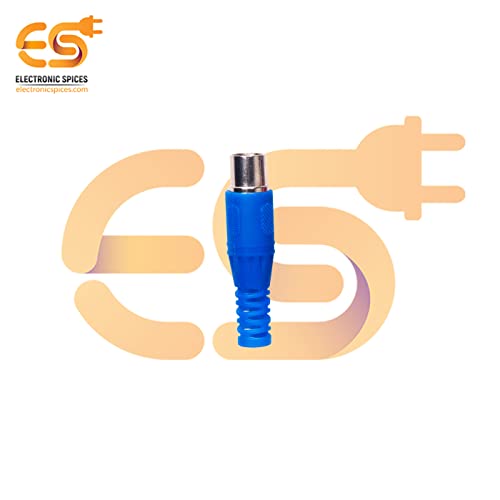 Image of Electronic Spices Blue color RCA Male plug solder audio connector Electronic Cables pack of 5pcs
