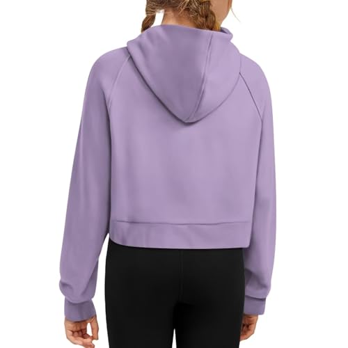 Half Zipper Hoodie for Girls Raglan Sleeve Crop Sweatshirt with Pocket Funny Hooded Sports Clothes2