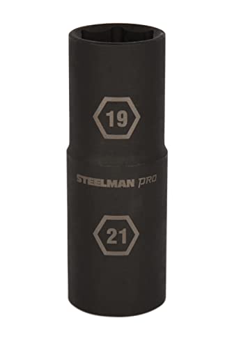STEELMAN PRO 79400 1/2-Inch Drive 19mm x 21mm 6-Point Thin Wall Impact Flip Socket