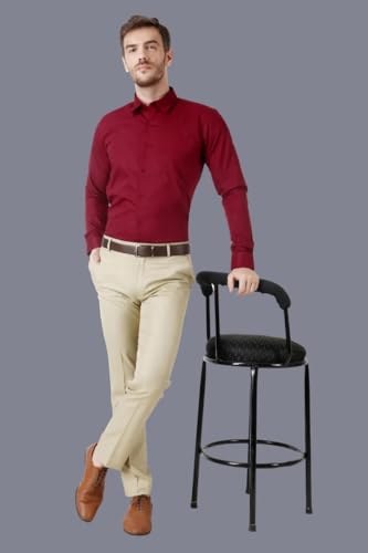 Image of Plain Cotton Solid Shirt for Man | Color :Red