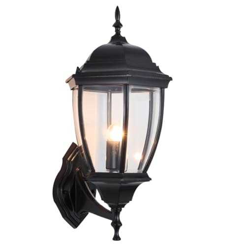 jojofuny Lámpara de Pared Exterior Negra, Luz de Pared Vintage Hexagonal 16x40 Cm, Aplique para Patio y Pasillo, Luz de Porche LED y Resistente