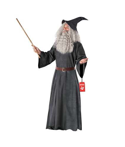 Morph Wizard Costume Men With Wig And Hat Gray Wizard Costume Adult Halloween Costumes For Men L