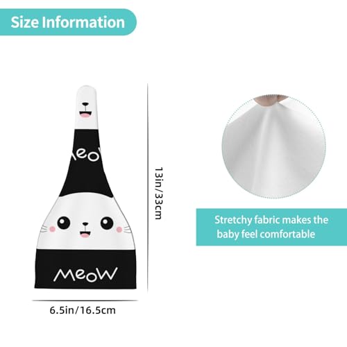 Cat Meow Baby Hats 0-6 Months Adjustable Top Knot Stretchy Soft Newborn Hats Baby Boy Girl Beanie Black4