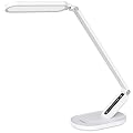 JKSWT LED Desk Lamp for Reading, Eye-Caring Natural Light Protects Eyes Dimmable Office Table Lamps with 5 Color Modes USB Charging Port Touch Control and Memory Function,10W