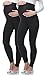 Produktbild Be Mammy Lange Umstandsleggings aus Viskose Leggings Blickdicht Damen, Maternity Clothing, Ideal für die Schwangerschaft BE-02 2er Pack (Schwarz/Schwarz, XL)