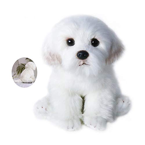 Realistic Plush Maltese Dog, Stuffed Animal Puppy Dog Toys, for Kids Adult Birthday, White, 14inch