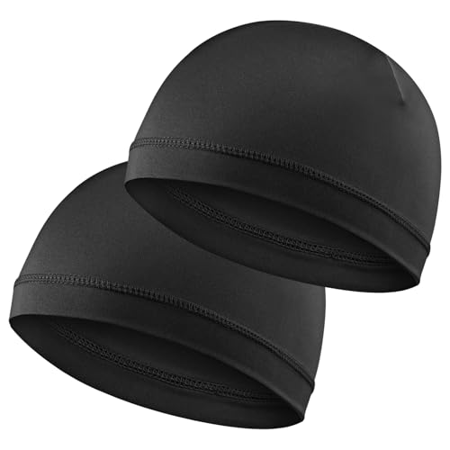 2 PCS Stocking Caps for Men Black Silk Wave Caps for Black Men Shower Hair Bonnet for Sleeping Cap Good Compression Over Velvet Durags for Silky Unisex Adults Soft Breathable Stain Cap (25 16 cm)