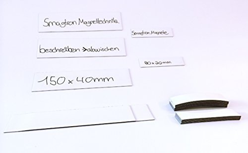 Magnet-Schilder 40mm x 150mm weiß non-permanent beschreibbar Qualität ''Anistrop'' 100 Stück
