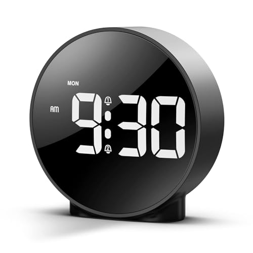 Image of Digital Alarm Clock HD LED Display Digital Alarm Clock, Simple Table Clock, Electronic Desk Clock, Dual Alarms, 12 /24Hr, 4 Adjustable Brightness for Bedroom, Office, Table (Black)