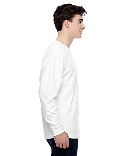 J. America Women's Ladies Game Day Jersey Long Sleeve t-Shirt, White, Medium