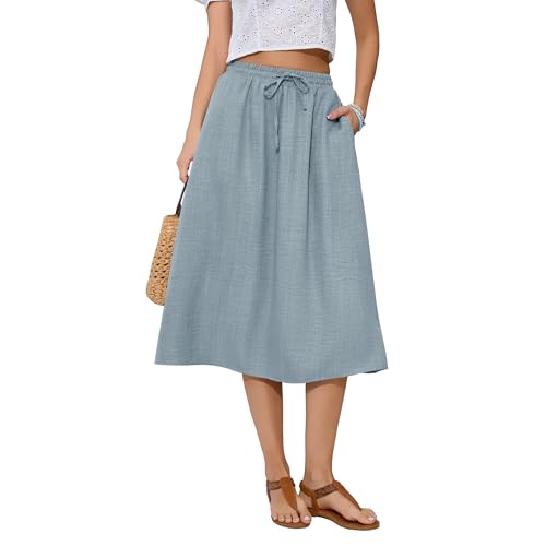 Image of Witsmile Women's Summer Pleated High Waisted Casual Flowy Skirt Pockets
