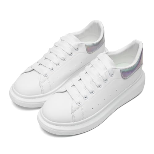 COVS Platform White Sneakers for Women, Women's Fashion Sneakers, Leather Sneakers for Women Unisex Height Increase Shoes3
