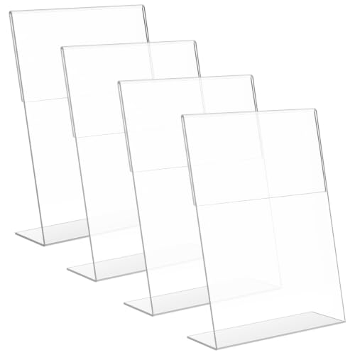 Image of Shuban Acrylic Sign Holder L Shape Double Sided Portrait Style Menu Ad Frame Display Stand (L- Shape 05 x 07 Inch-(4Pcs))