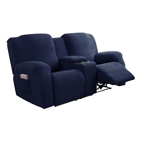 All-Inclusive Recliner Loveseat Cover with Center Console Slipcover Soft Washable Slipcovers for Manual Electric Recliner Chair Cover for 2 Cushion