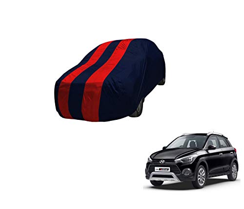 Image of Auto Hub Car Cover Compatible with Hyundai Elite-i20 with Mirror Pocket,Triple Stitched, Weather Proof, Elite i20 Car Cover- Navy-Red