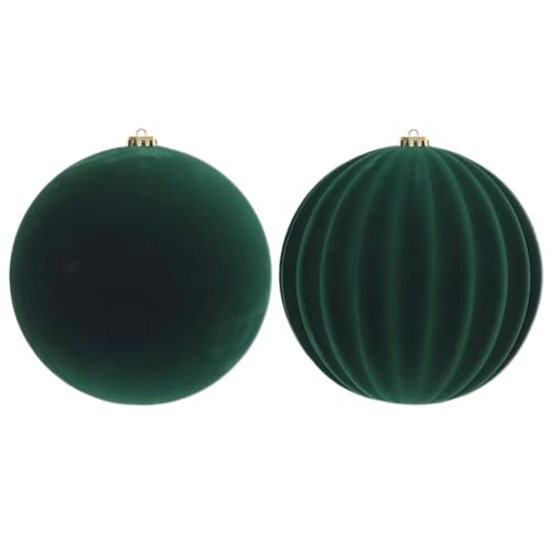 LANGXUN 2 Pcs 8 Inch Extra Large Velvet Christmas Ball Ornaments - Shatterproof Hanging Christmas Tree Decorations for Xmas Holiday Party Wedding Home