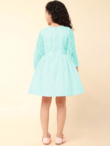 Image of A.T.U.N. (All Things UBER Nice) Girls Fit and Flare Knee Length Double Bow Dress for Party, Birthday and Special Occasion