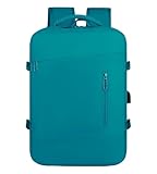 Mochila Viagem Avião Aeroporto Low Cost Ergonômica à Prova D'água Reforçada Bagagem de Mão (CIANO, EXPANSÍVEL)