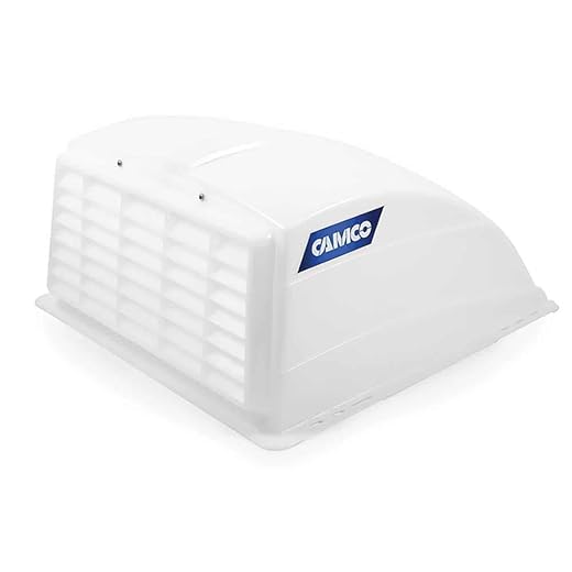 Camco RV Roof Vent Cover | Allows High Flow Air Ventilation Into Your RV, Rain or Shine | Easy Installation | Installation Hardware Included, White (40433)