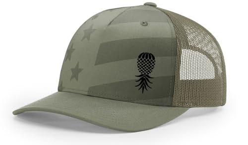 Image of Trenz Shirt Company Men's Upside Down Pineapple Embroidered Mesh Back Trucker Hat Baseball Cap