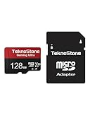TEKNOSTONE Gaming 128GB MicroSDXC Flash Memory with Adapter 100MB/s Read 50MB/s Write Speed UHS-I C10 U3 V30 A1 Rated HD Support TF Card Suitable for Nintendo-Switch 1 Steam Deck ROG Ally (1 Pack)