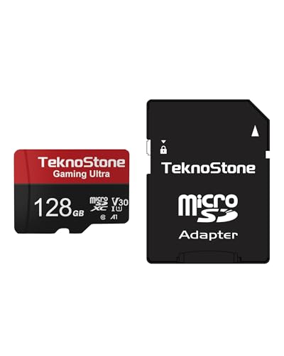 TEKNOSTONE Gaming 128GB MicroSDXC Flash Memory with Adapter 100MB/s Read 50MB/s Write Speed UHS-I...