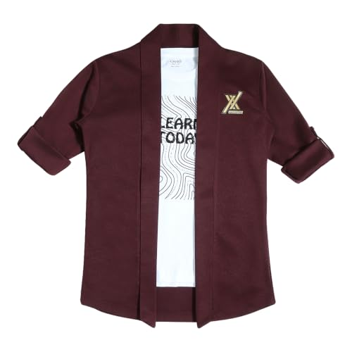 Image of CAVIO Boys Solid Open-Front Shrug with T-Shirt