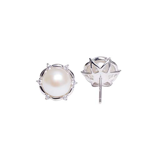 Preisvergleich Produktbild GemShadow Damen-Ohrringe Lotusblüte Sterling-Silber 925 89 mm Süßwasserperle