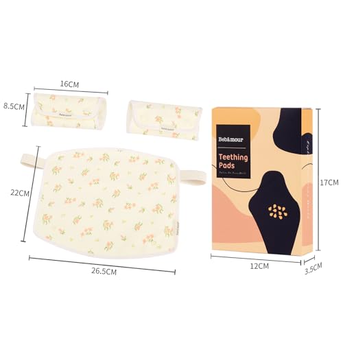 Bebamour Drool and Teething Reversible Cotton Pad For All Carry Positions Baby Carrier White Drool Bib For Boys & Girls (New Pink Flower) - Thumbnail 6