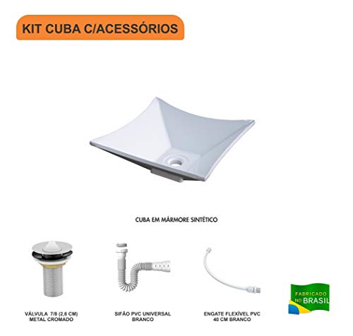 Kit Cuba L30 C/Válvula 1'' (2,6cm) + Sifão Pvc + Flexível, Compace, Branca