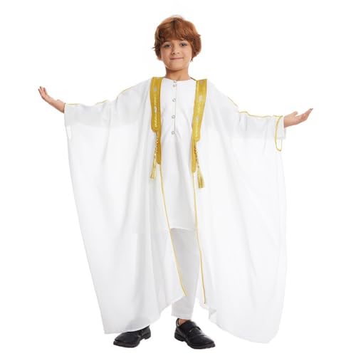 Caftan garçon brodé en mousseline tenue de prière ramadan