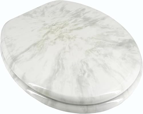 ADOB WC Sitz Klobrille Holzkern Farbe Marmor Weiss extrem stabil,...