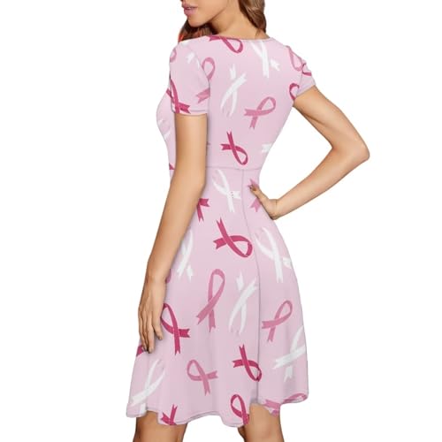 Image of POLERO Sunflower Dress for Women Floral Summer Dresses Short Sleeve Casual Sundresses Midi Dresses