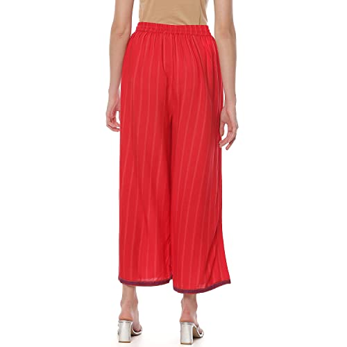 Image of Rangriti Red Liva Palazzo Pants for Women